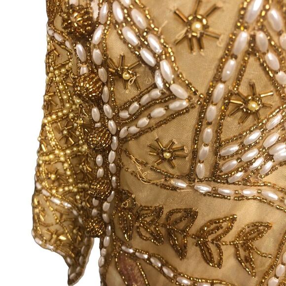 Niteline By Roufogali Top Womens S Gold 100% Silk Gold Elegant RegencyCore Y2K - Picture 8 of 15